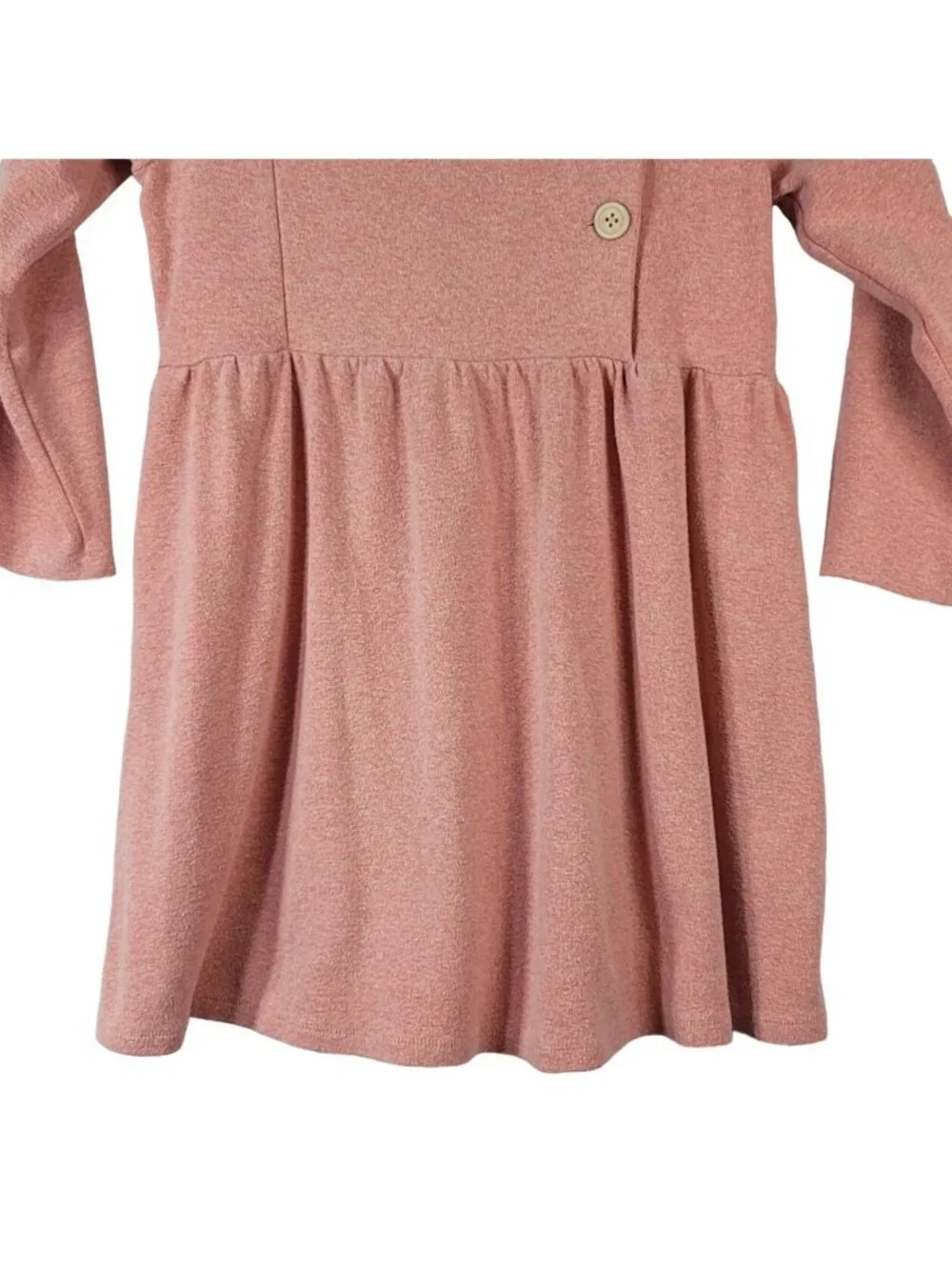 Petit Peony Girls Dress Pink Size 6 Y Side Buttons Round Neck Cotton Long Sleeve